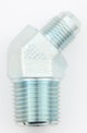Raccord coudé 45° mâle #4 vers NPT 3/8 acier