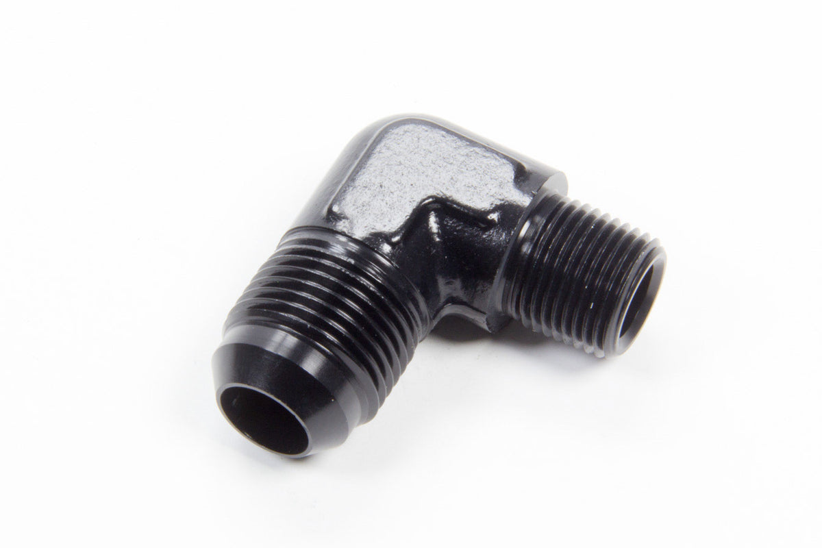 Adaptateur 90° aluminium noir #10 vers 3/8 po.