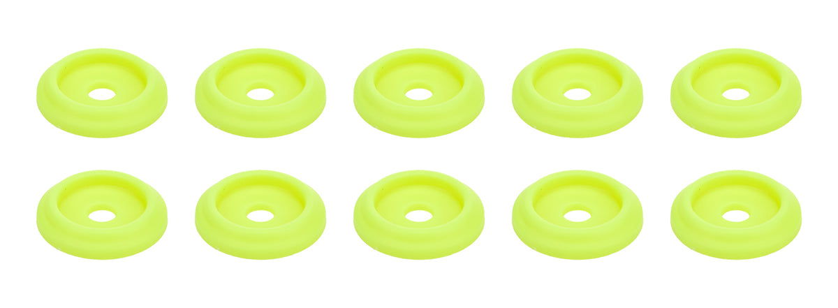 Rondelle de carrosserie en plastique jaune fluorescent - paquet de 10