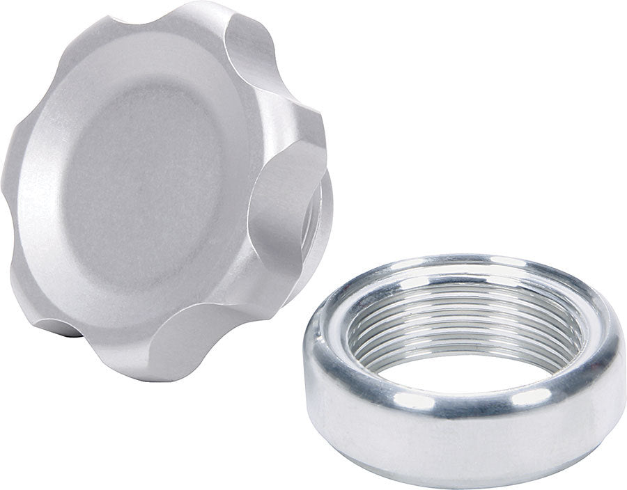 Bouchon de remplissage argenté avec raccord à souder en aluminium petit modèle
