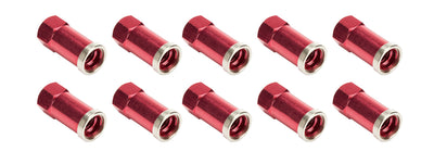 QC Écrous de roue couverts longs rouges paquet de 10