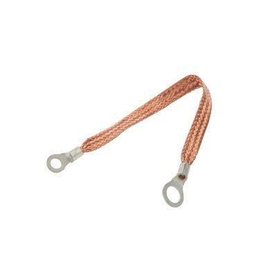 Sangle de masse en cuivre 12 po avec anneaux 1/4 po et 3/8 po
