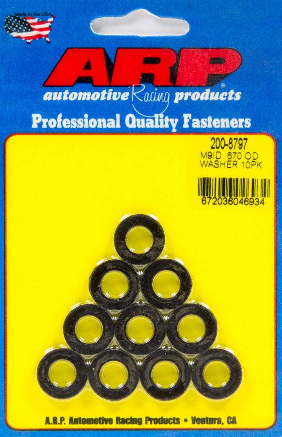 Rondelles noires - 9 mm DI x 0,670 po DE (Paquet de 10)