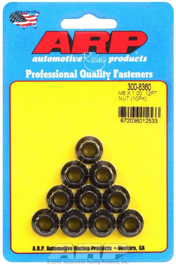 Écrous 8mm x 1.00 12 pans (10)