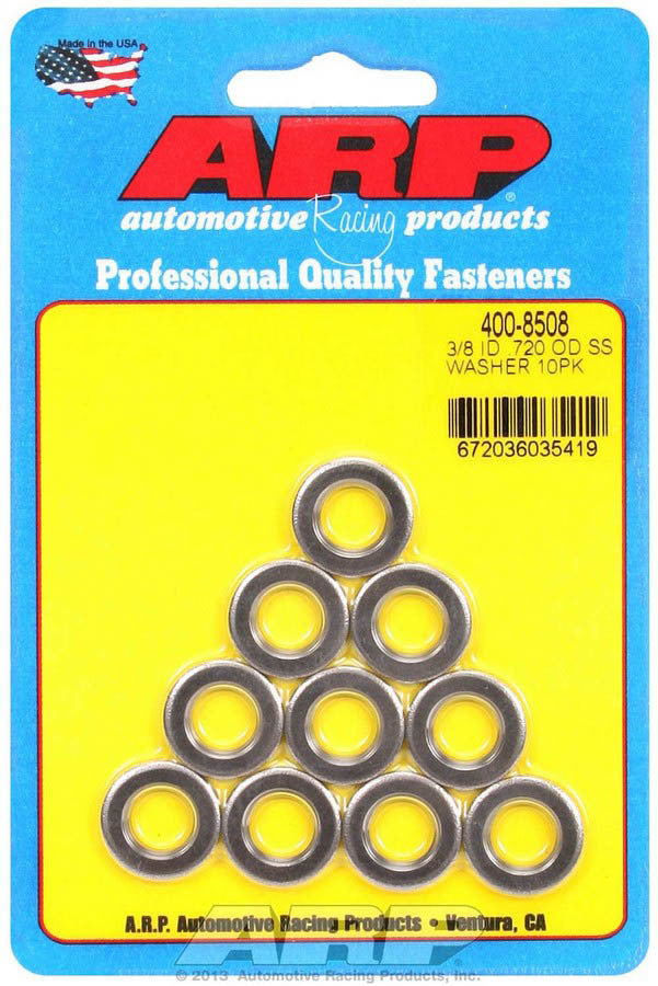 Rondelles plates acier inox - DI 3/8 x DE 0,715 (10)