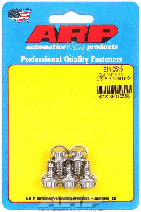 Jeu de boulons en acier inoxydable - 12 pans. (5) 1/4-20 x .515