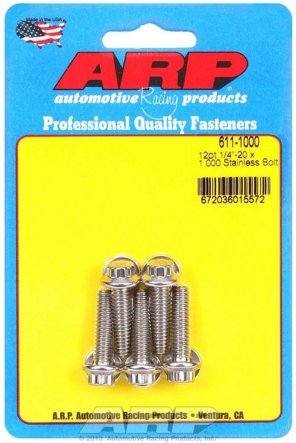 Kit de boulons en acier inoxydable - 12 pans (5) 1/4-20 x 1,000