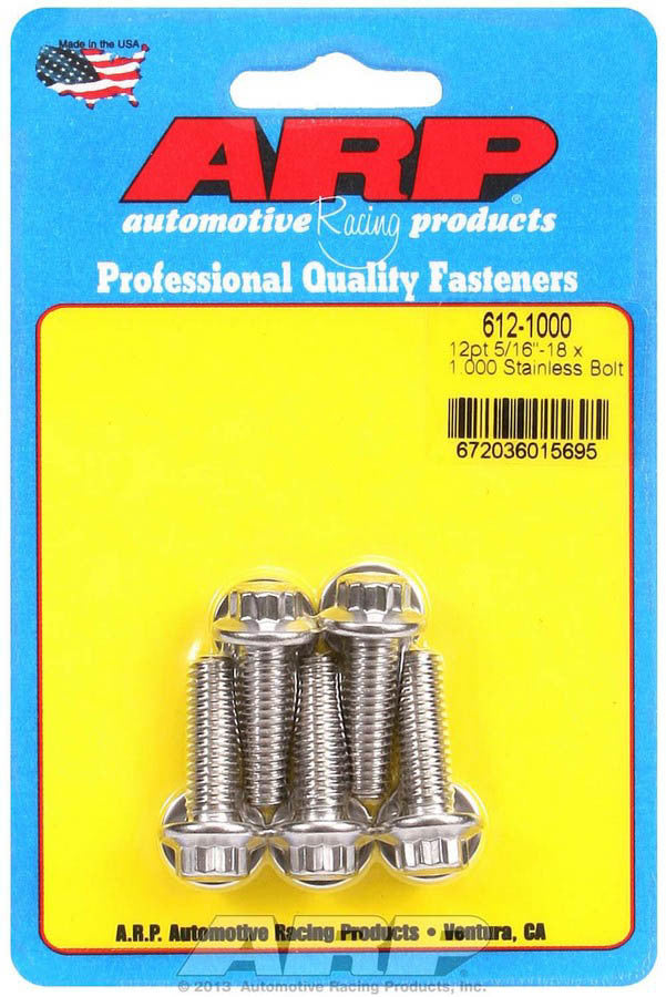 Jeu de boulons en acier inoxydable - 12 pans (5) 5/16-18 x 1.000