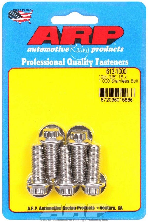 Jeu de boulons en acier inoxydable - 12 pans (5) 3/8-16 x 1.000