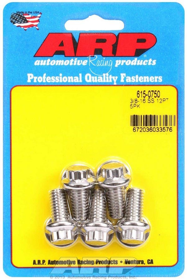 Jeu de boulons en acier inoxydable - 12 pans (5) 3/8-16 x 0,750