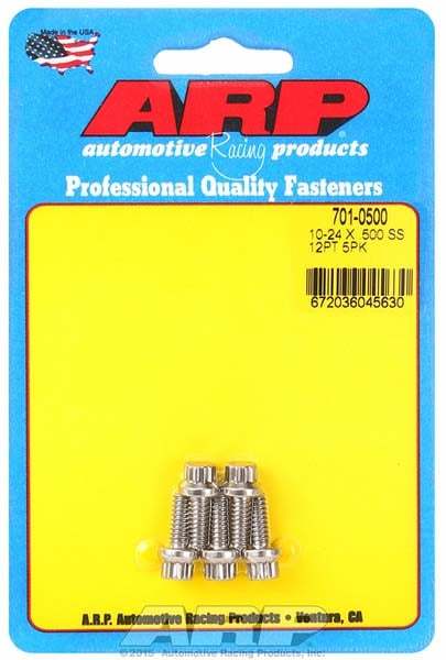 Kit de boulons 12 pans en acier inoxydable 10-24 x 0,500 po, paquet de 5
