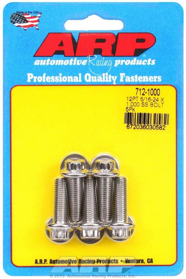 Kit de boulons en acier inoxydable - 12 pans (5) 5/16-24 x 1.000