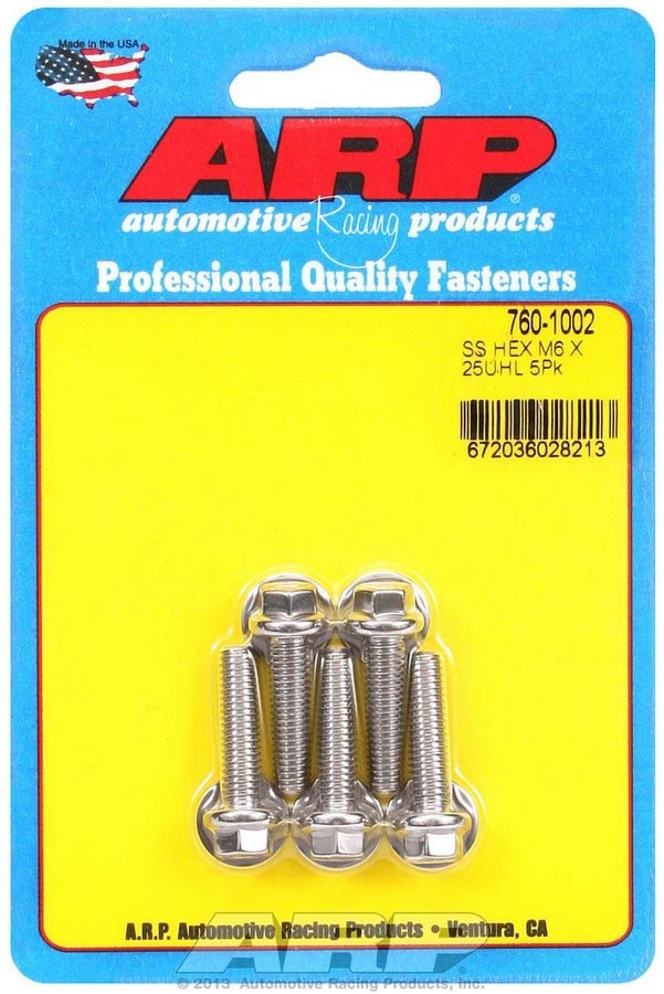 Kit de boulons SS - 6 pans 5 pces 6mm x 1.00 x 25mm
