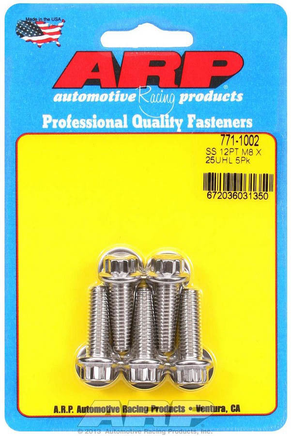 Kit de boulons en acier inoxydable - 12 pans (5) 8 mm x 1,25 x 25