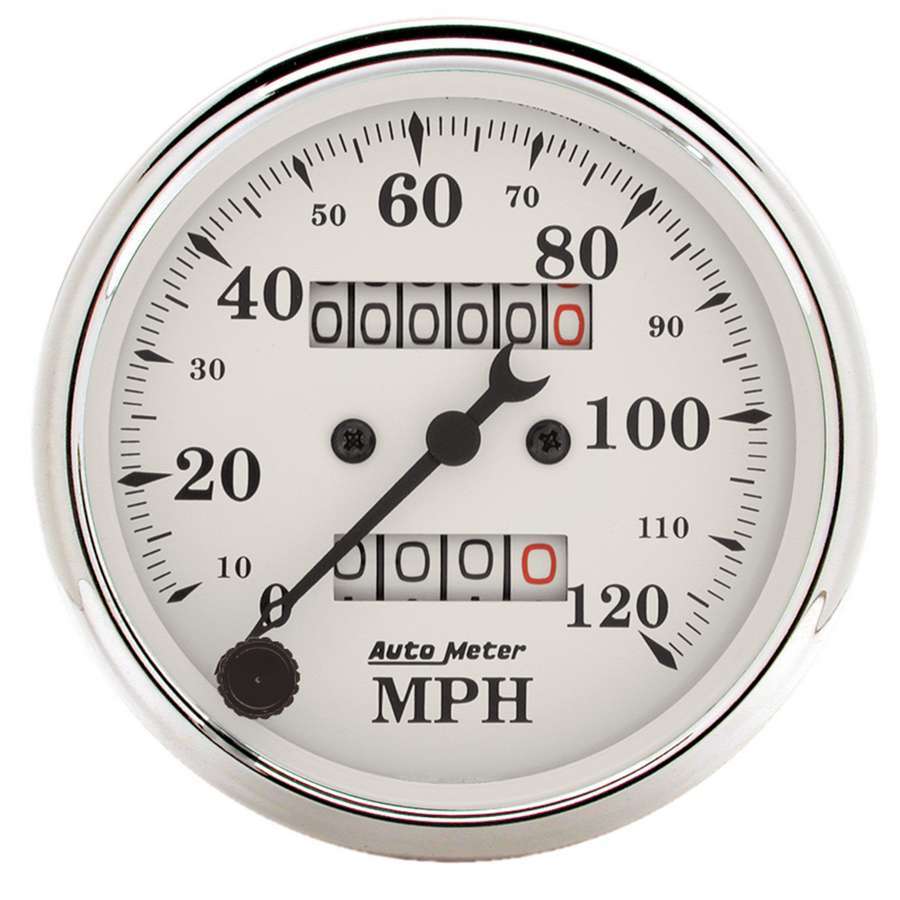 Compteur de vitesse mécanique blanc Old Tyme 3 1/8 po 120 mi/h