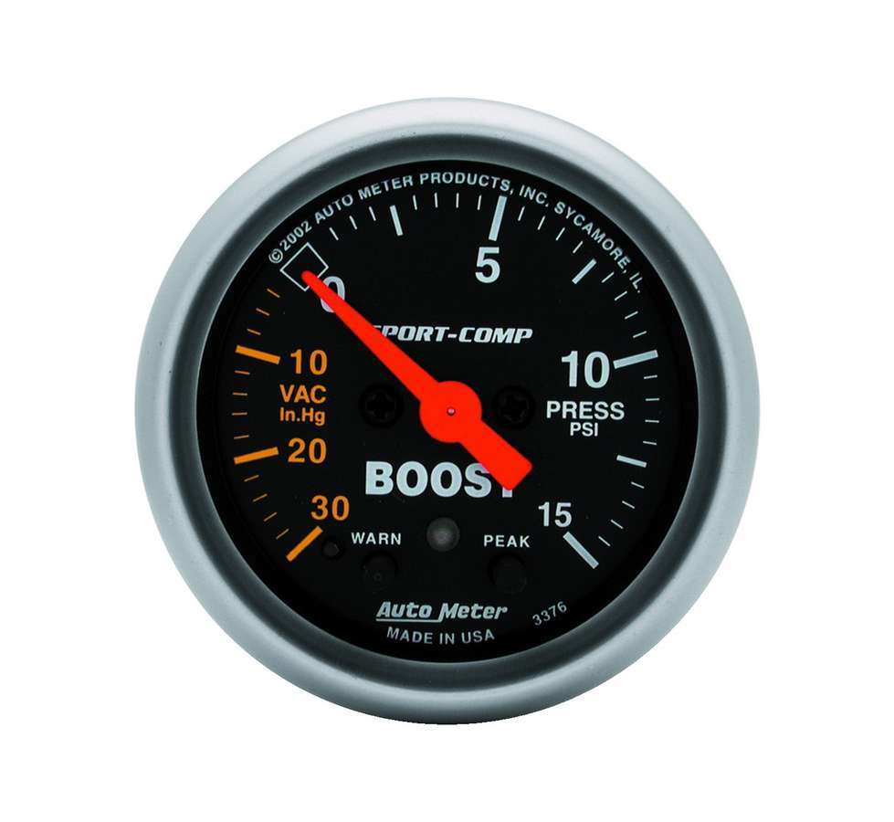 Manomètre de suralimentation/dépression 2-1/16 po S/C 30 po/15 psi
