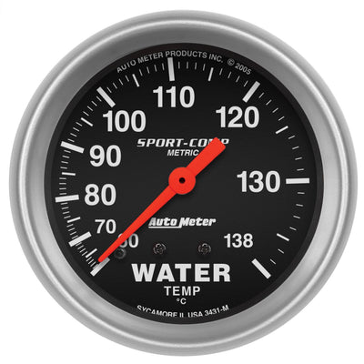 Jauge de température d'eau 2-5/8 po S/C - Métrique