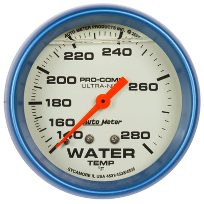Jauge de température d'eau Ultra-Nite 2-5/8 140-280