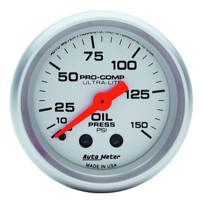 Manomètre d'huile Ultra Lite 2 1/16 po 0-150 PSI mécanique
