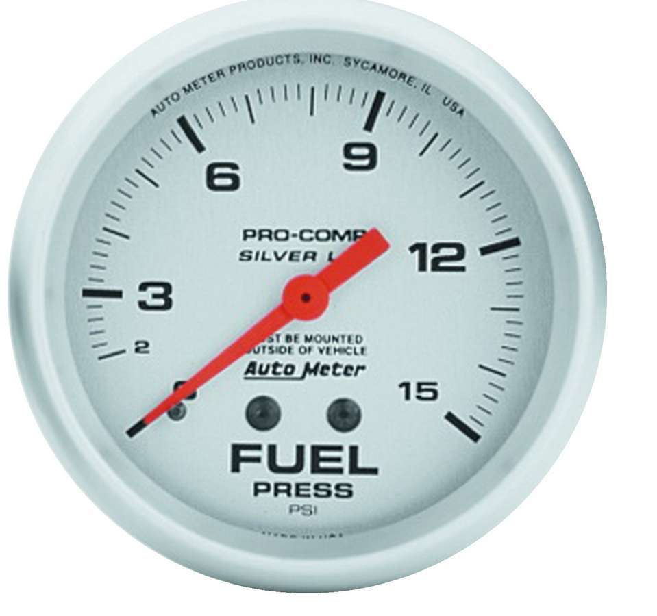 Pro Comp Jauge de pression de carburant 0-15 PSI, remplie de liquide, 2-5/8 po, argent