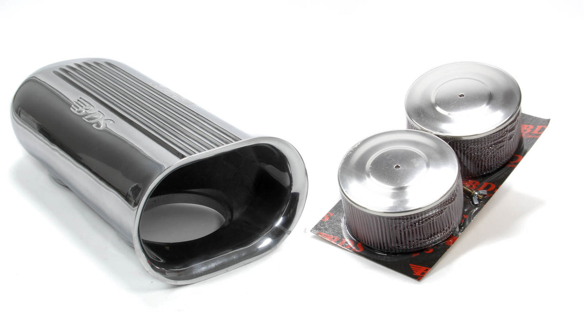 Écope à double carburateur en aluminium poli avec filtres à air