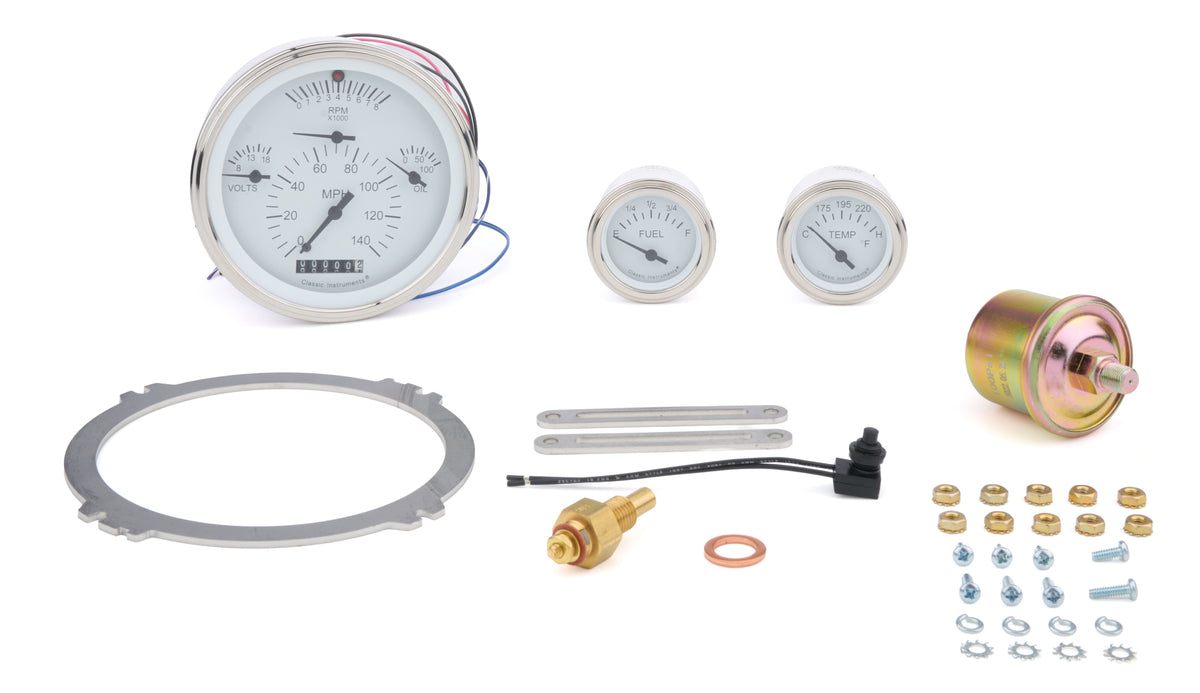 Kit de 6 manomètres blancs pour Chevy 57