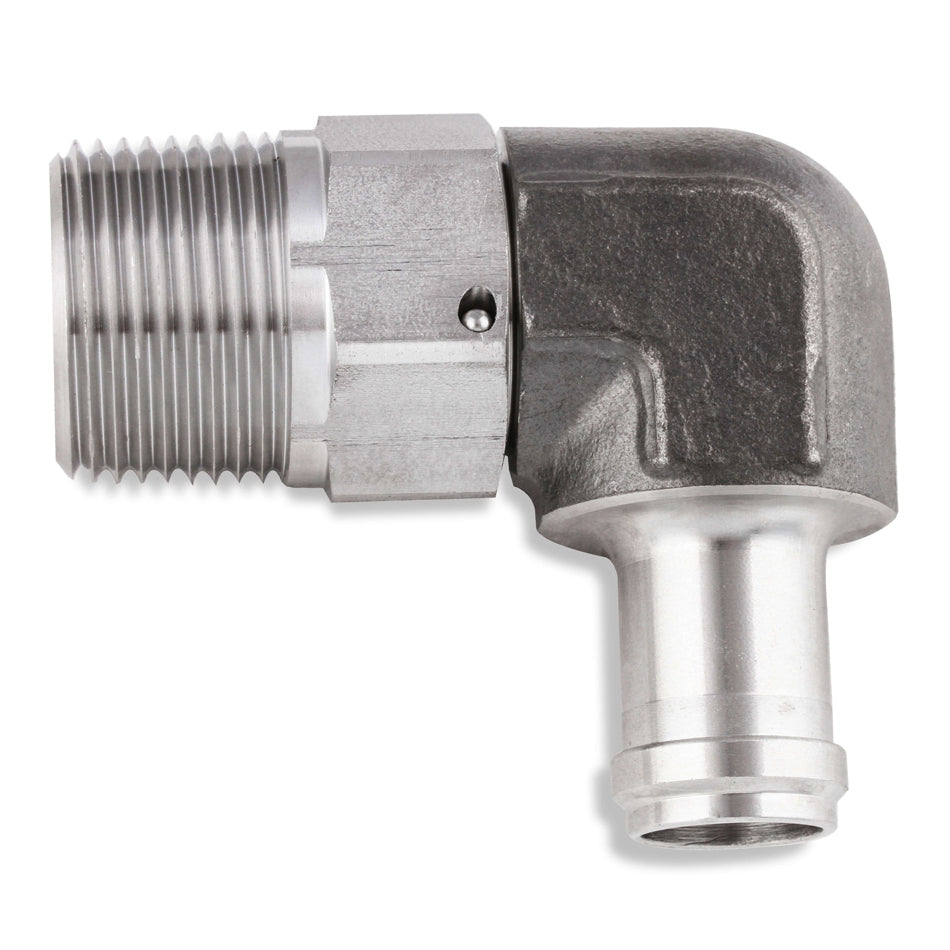 Raccord coudé mâle 5/8 cannelé vers mâle 3/4 NPT pivotant en inox