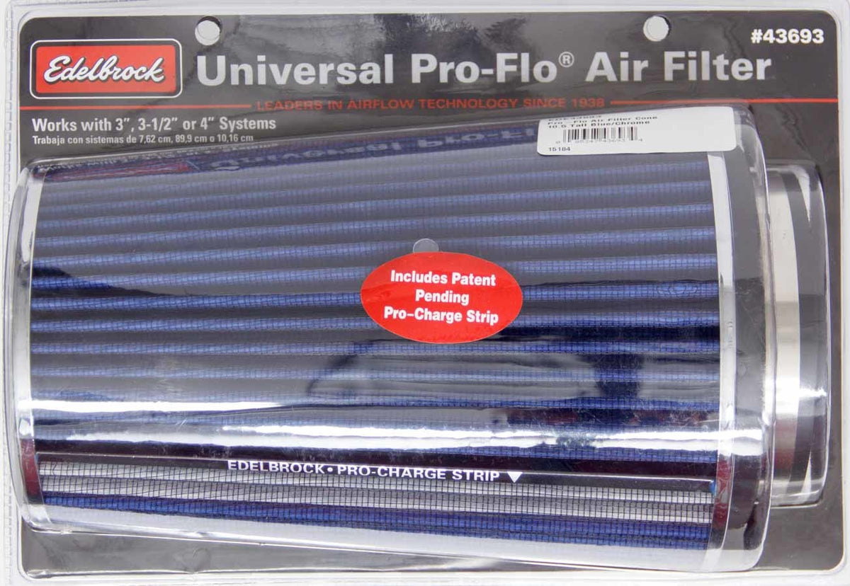 Filtre à air conique Pro-Flo 10.5 Haut Bleu/Chrome