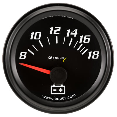 Voltmètre 2.0 Dia, Cadran Noir, 8-18 Volts