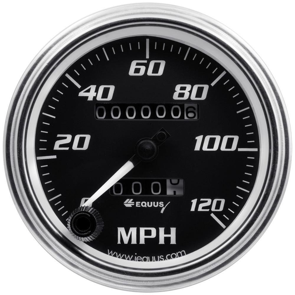 Tachymètre de 3-3/8 po de diamètre 0-120 mi/h chromé mécanique