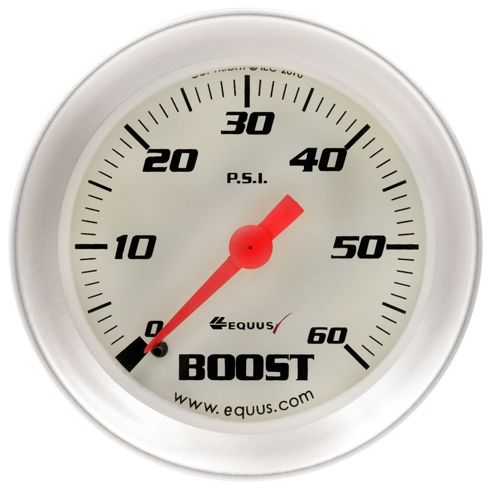 Manomètre de suralimentation argenté de 2,0 po, 60 psi