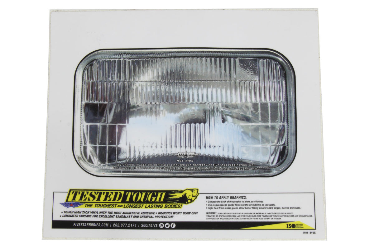 Univer. Autocollant de phare 5.62po x 3.25po