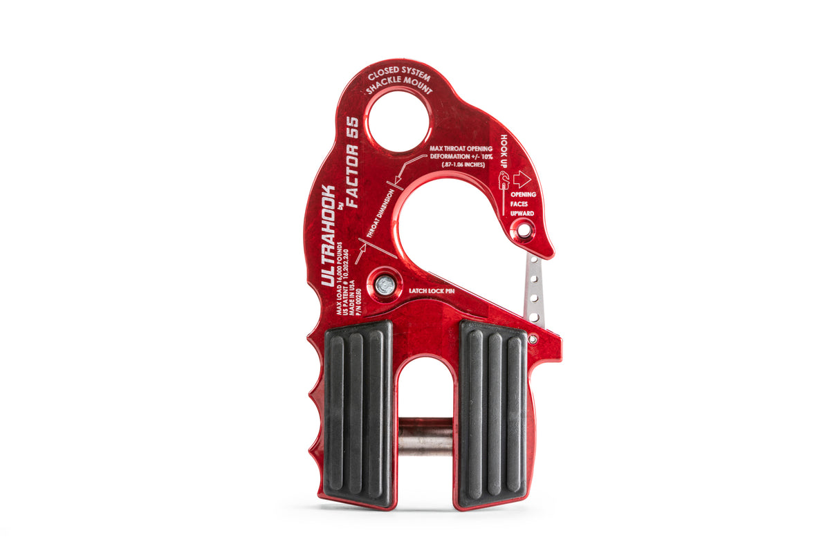 Crochet de treuil Ultrahook avec support de manille rouge