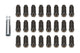 Kit de 6 écrous noirs chromés de petit diamètre 14 mm x 1,50