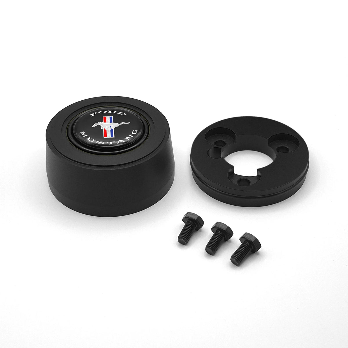Bouton de klaxon en aluminium taillé dans la masse pour Mustang