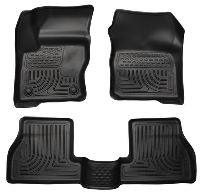 12- Tapis de sol avant et deuxième rangée Ford Focus noirs
