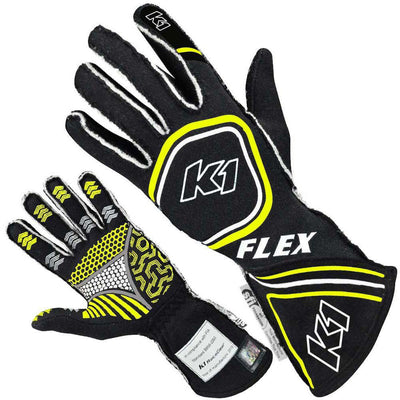 Glove Flex Medium Black / Flo Yellow SFI 3.3/5