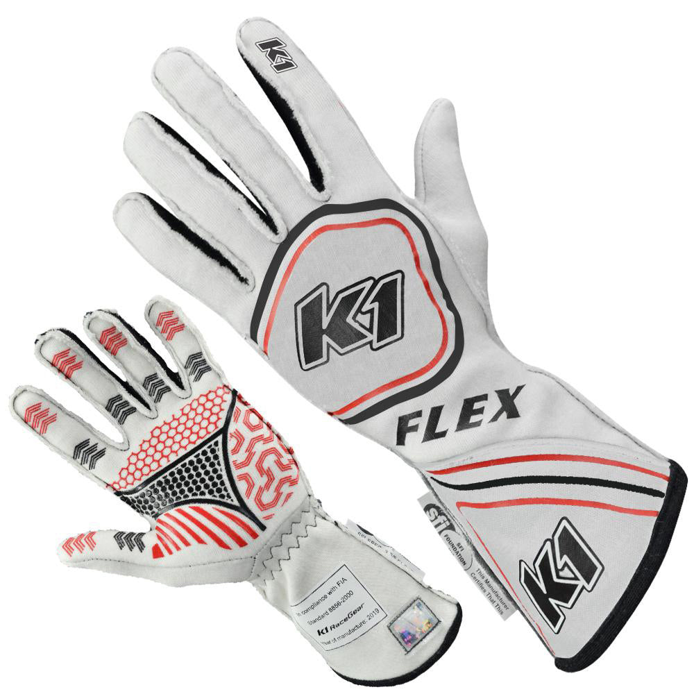 Glove Flex Medium White SFI 3.3/5