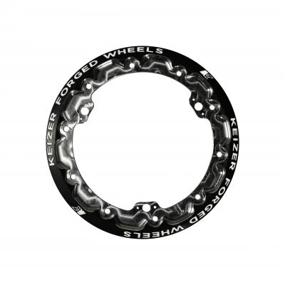 Beadlock 10 pouces forgé noir avec languettes de cache-moyeux