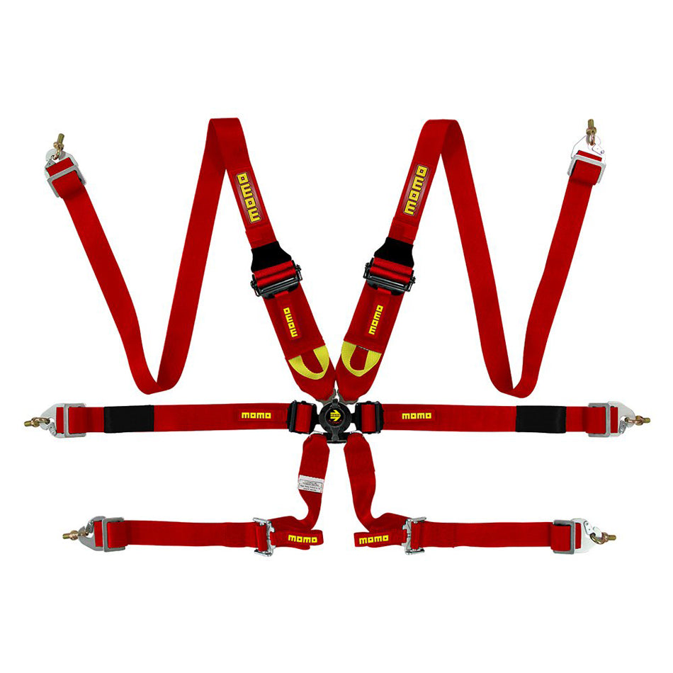 Harnais Corsa 6 points 3x3x2, rouge, fixation par mousqueton, came
