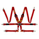 Harnais Corsa 6 points 3x3x2, rouge, fixation par mousqueton, came