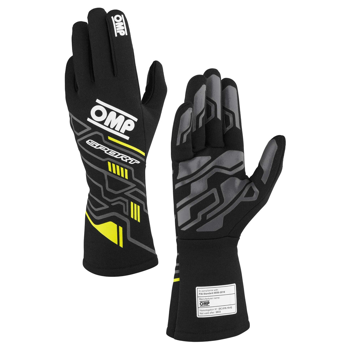 GANTS SPORT FIA 8856-20 18 MY2025 NOIR / JAUNE FLUO