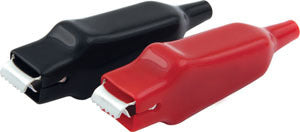 Pinces crocodiles rouge et noir (paire)