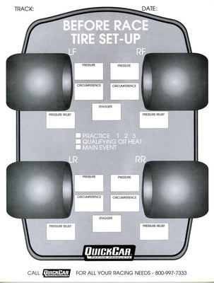 Formulaires de réglage des pneus avant la course (50 PK)