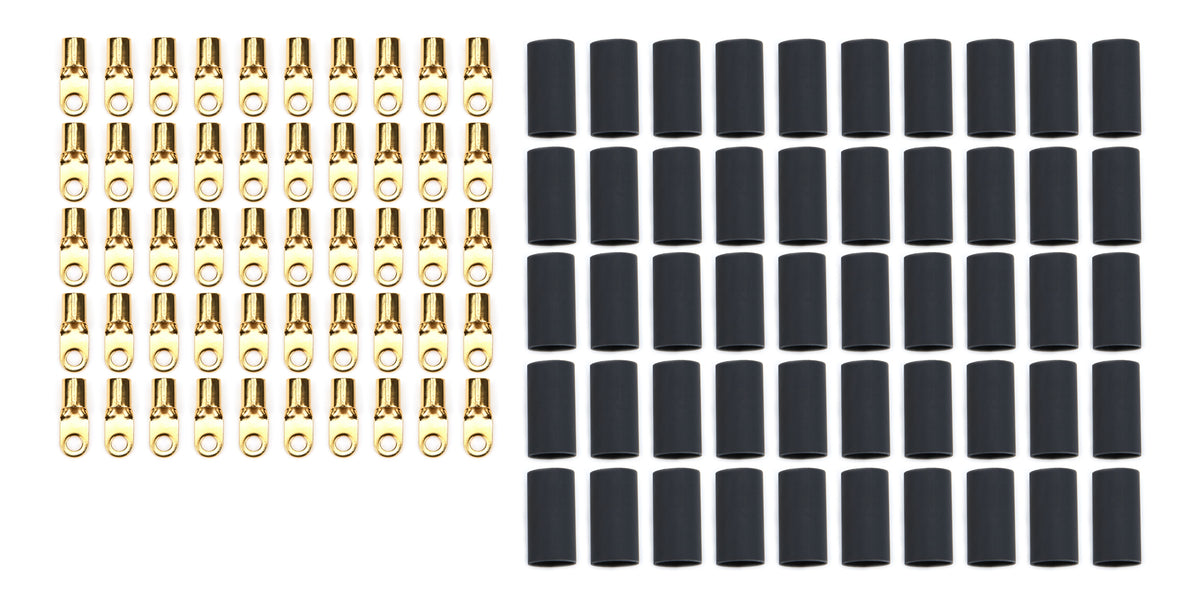 Cosse à œil n° 8, calibre 8 avec gaine thermorétractable, paquet de 50