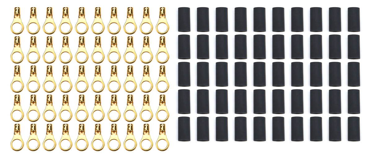 Ring Terminal 3/8in 8-10 Ga w/Heat Shrink 50pk