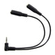 Splitter Stereo 1/8in Male to 1/8in Dual Femal