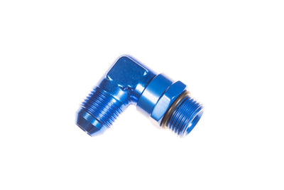 Raccord mâle AN 6 vers raccord mâle ORB 6 coudé à 90°, pivotant, bleu
