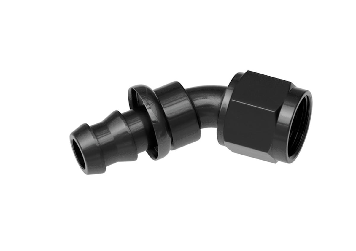 Extrémité de tuyau Push-Lock 45 degrés 16AN noir