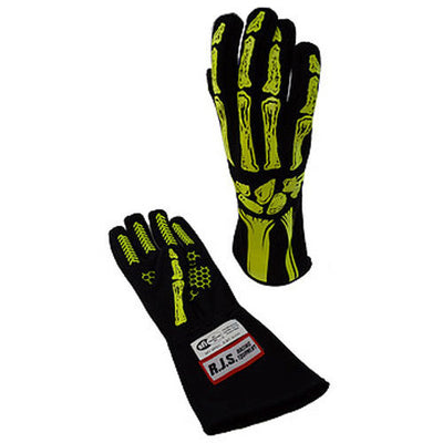 Gants squelette jaunes simple couche Grande taille